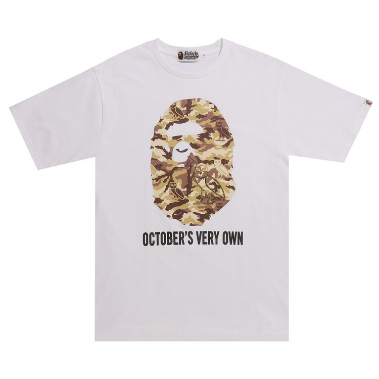 

Футболка BAPE x OVO Woodland Camo Ape Head Tee 'White', белый