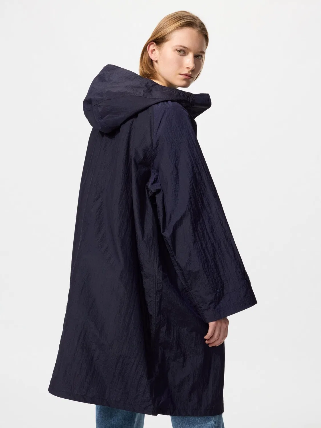 Пальто Uniqlo, большого размера, синее — фото 4