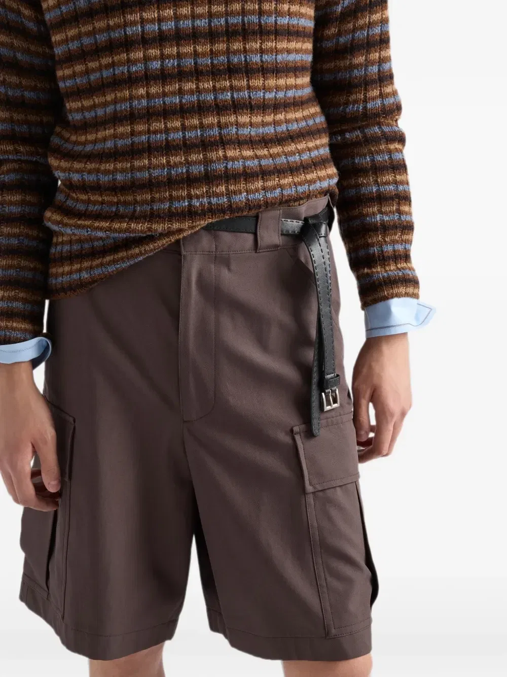 Хлопковые шорты-бермуды Prada, коричневый — фото 4