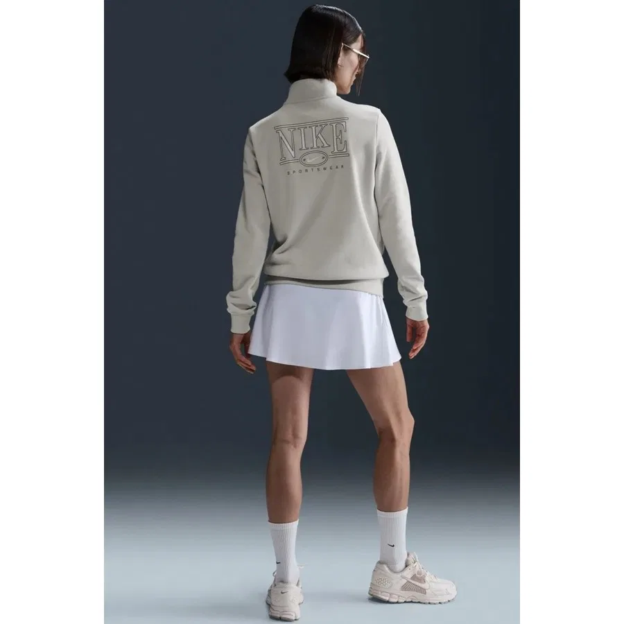 Свитшот женский с четвертью фермуаром и высоким воротом Club Fleece Mock Gx Qz Top Nike, Кремовый — фото 4