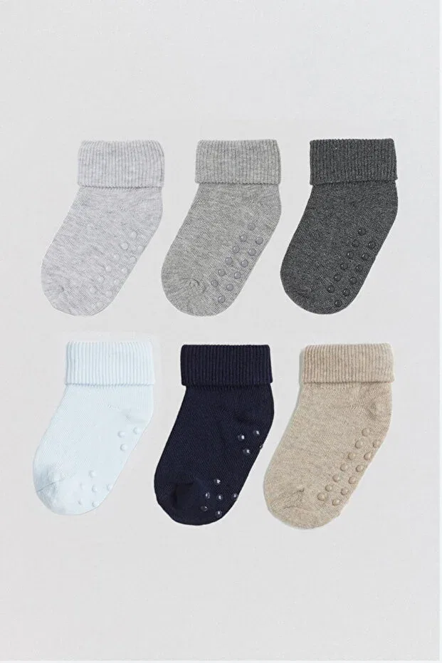 Детские носки с противоскользящим покрытием 6 пар Mem Socks, Colored