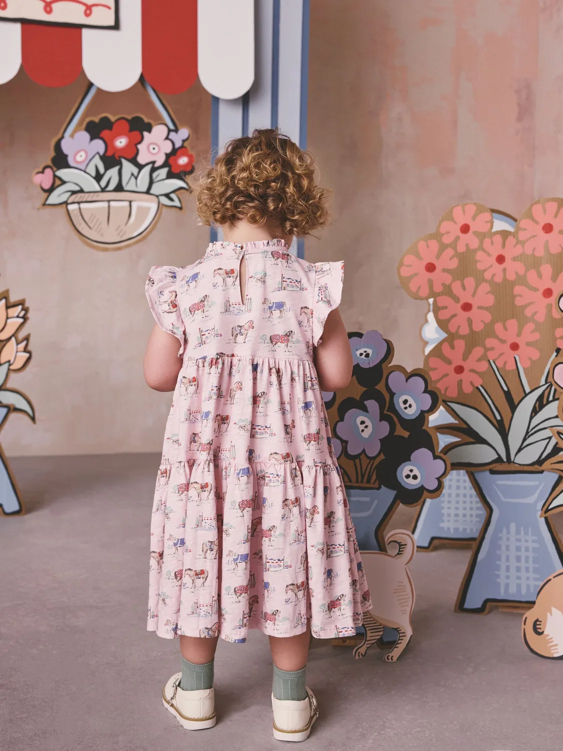 Платье ярусное из джерси, Cath Kidston Next, розовый — фото 4