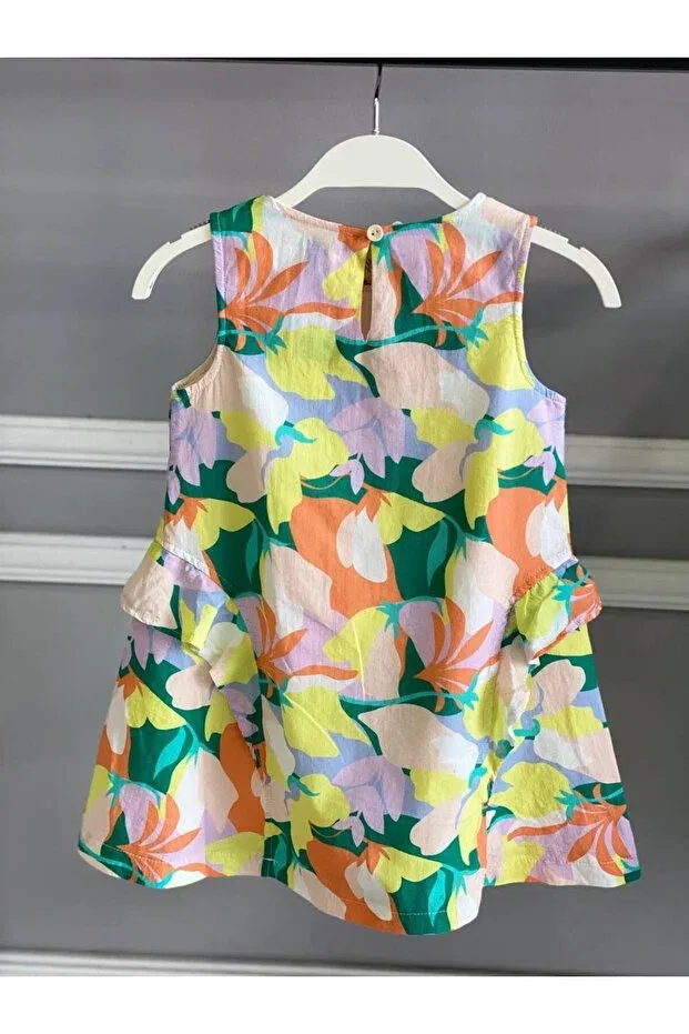 Детское платье для девочек с принтом Girl'S colorful flower patterned sleeveless dress Stylenest, Multicolored — фото 3
