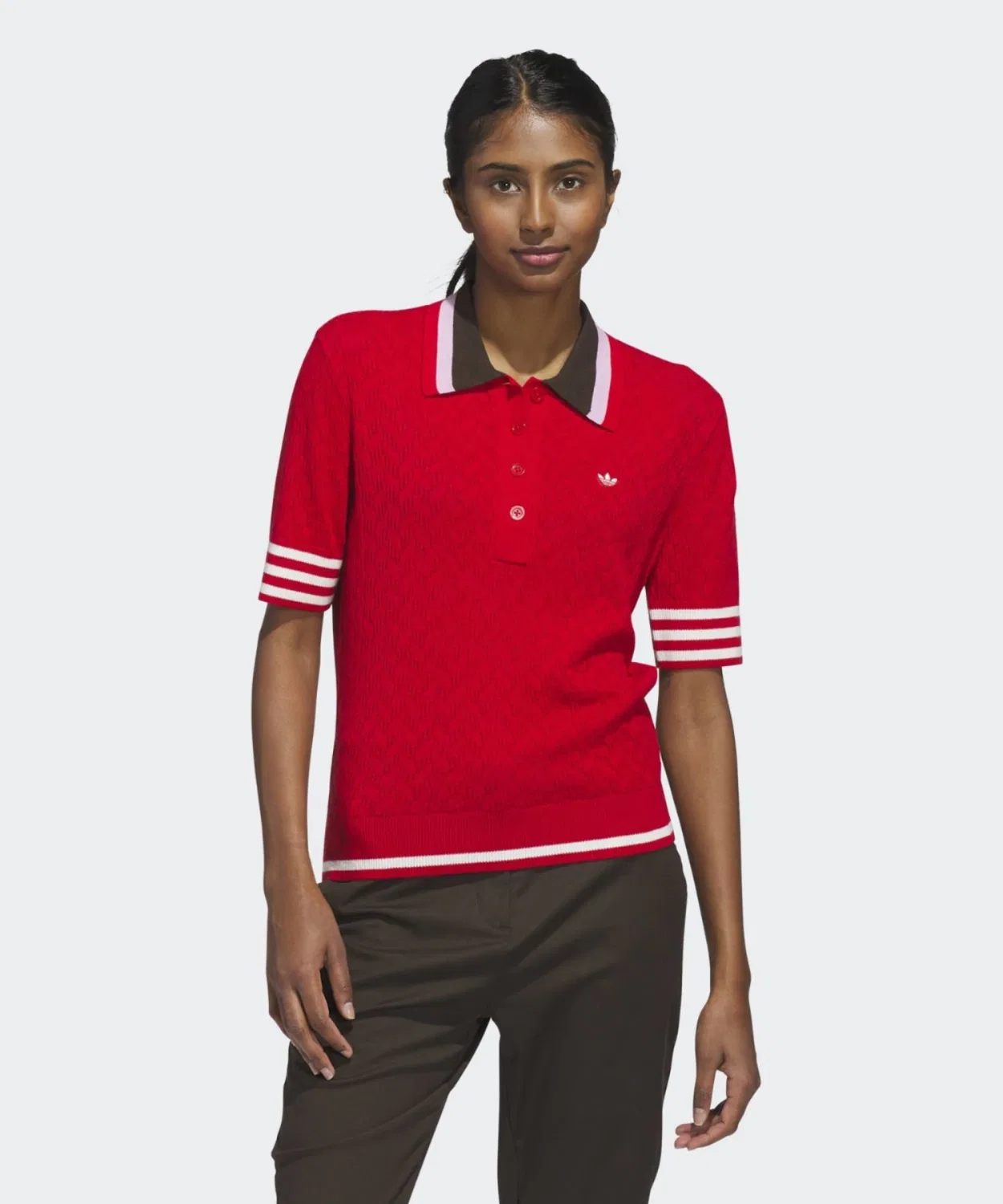 Женское поло из вязаного трикотажа с длинным рукавомOriginals Golf Adidas, Red