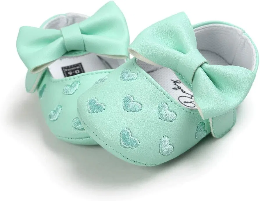 Детские туфли Мэри Джейн для девочек с бантом KISSOURBABY, Green — фото 4