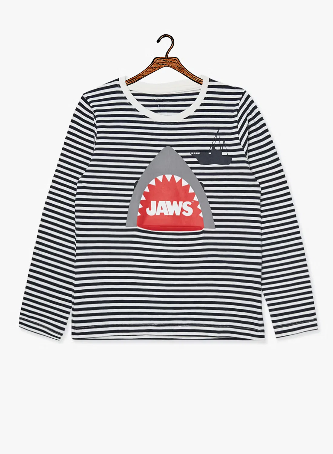 Лонгслив с длинным рукавом с принтом jaws Name It, белый
