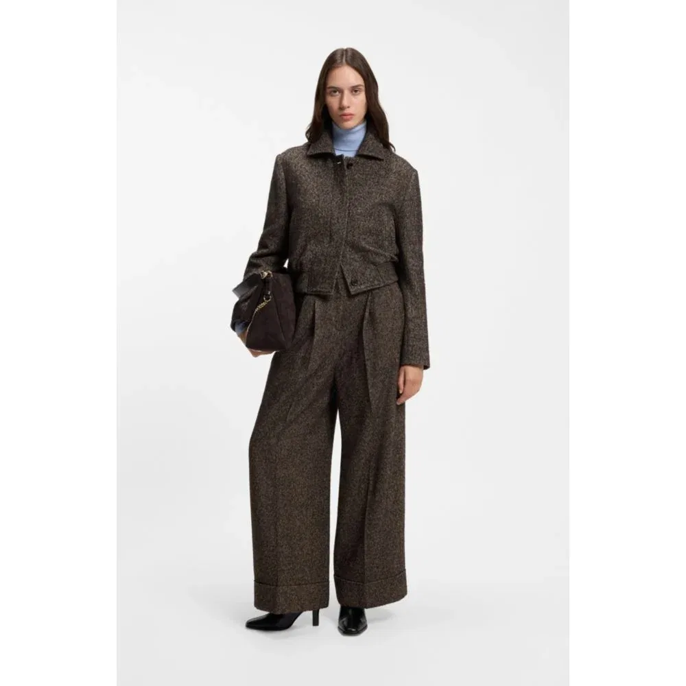 Женские брюки с широкими штанинами из шерстяной смеси BOSS, Patterned — фото 2