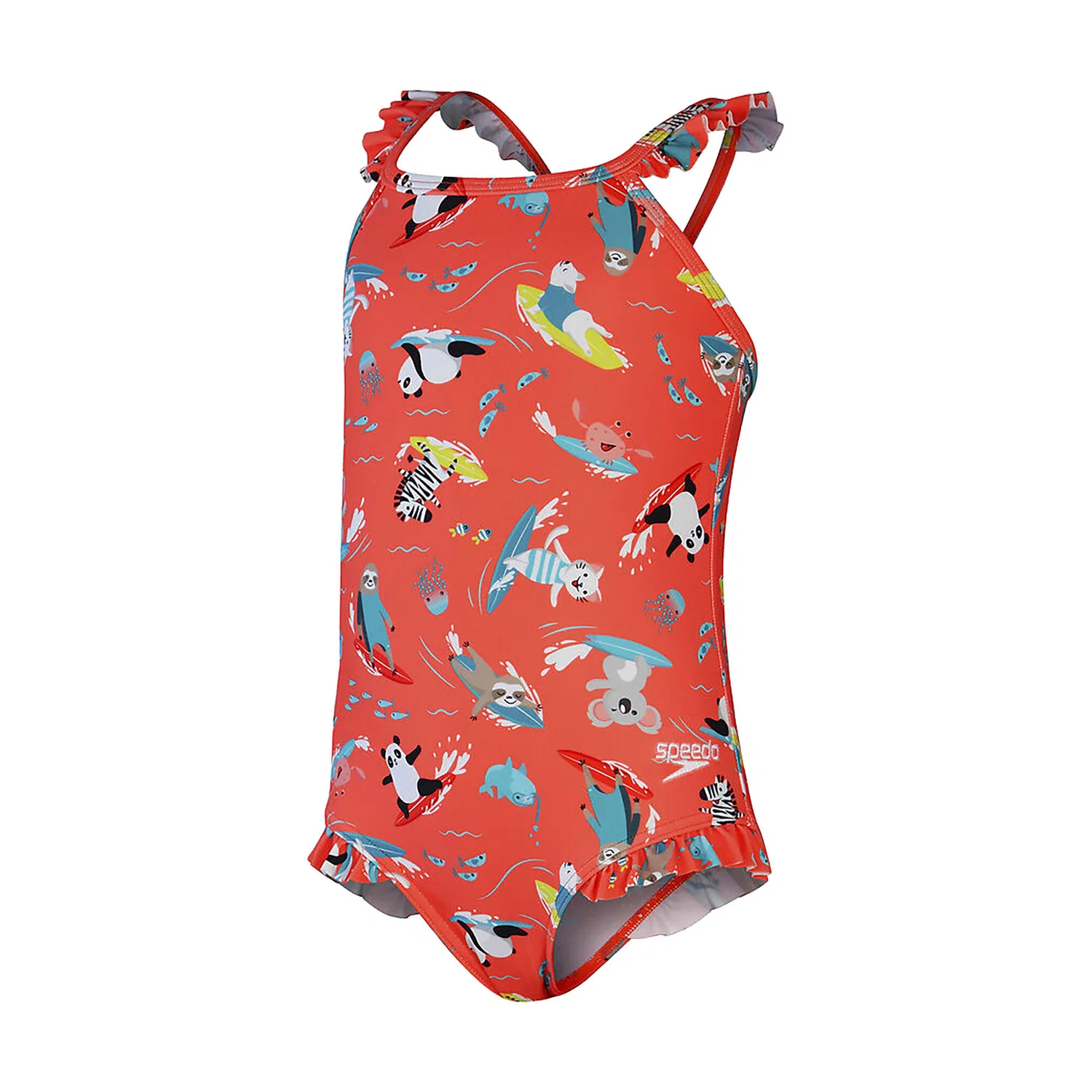 Детский купальник с воланами Speedo Digital Frill Thinstrap, Orange