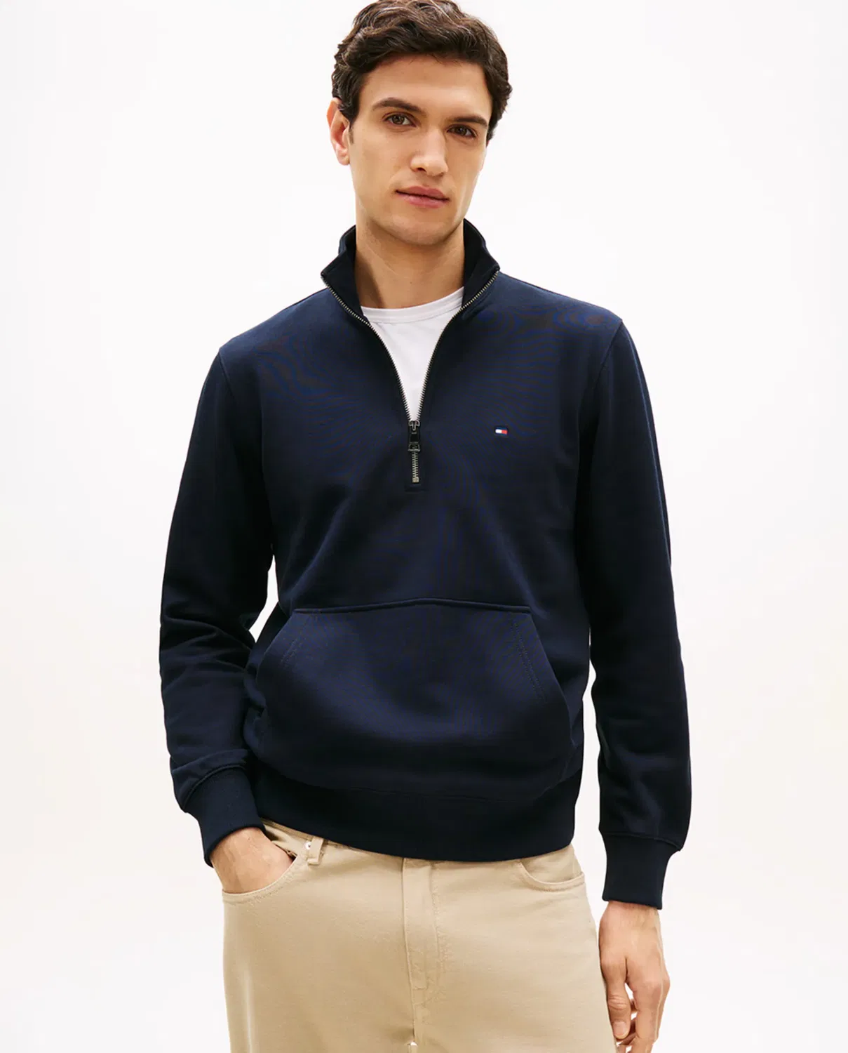 Мужская свитшот без капюшона с полузастежкой-молнией Tommy Hilfiger, Azul Marino