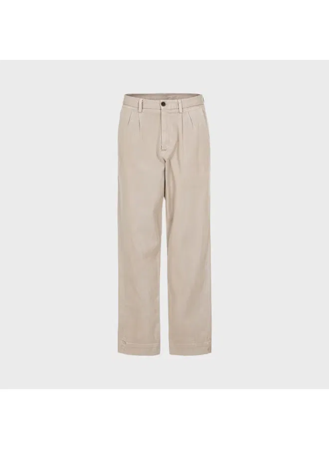 Брюки хлопковые со складками и карманами Zara, абрикосово-хаки — фото 2