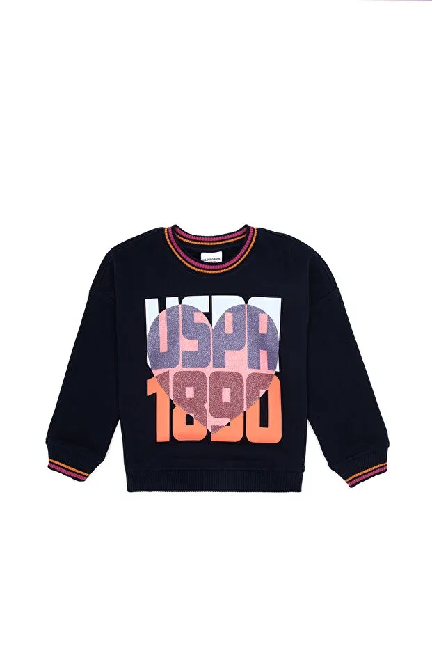 Детское для девочек свитшот с длинным рукавом U.S. Polo Assn., Navy Blue