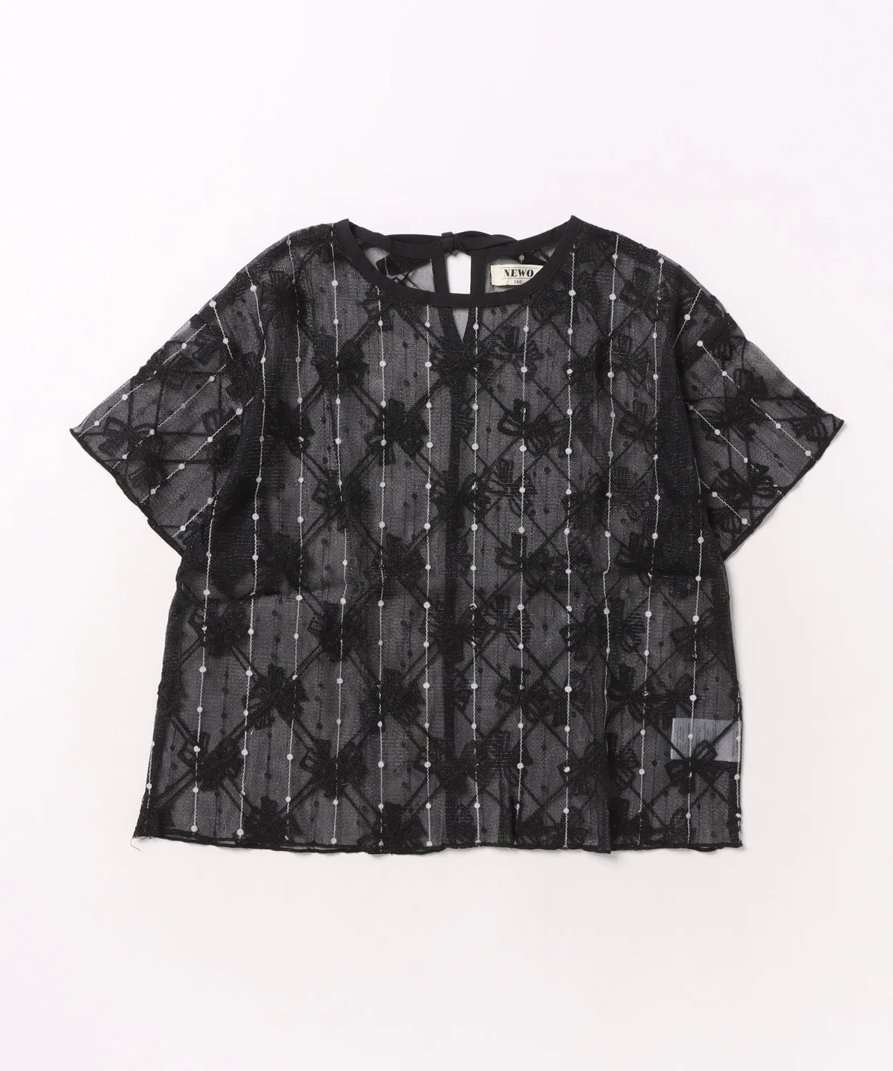 Детская футболка с бантом из сетки, модель Ribbon Mesh NEEDLE WORKS, Black