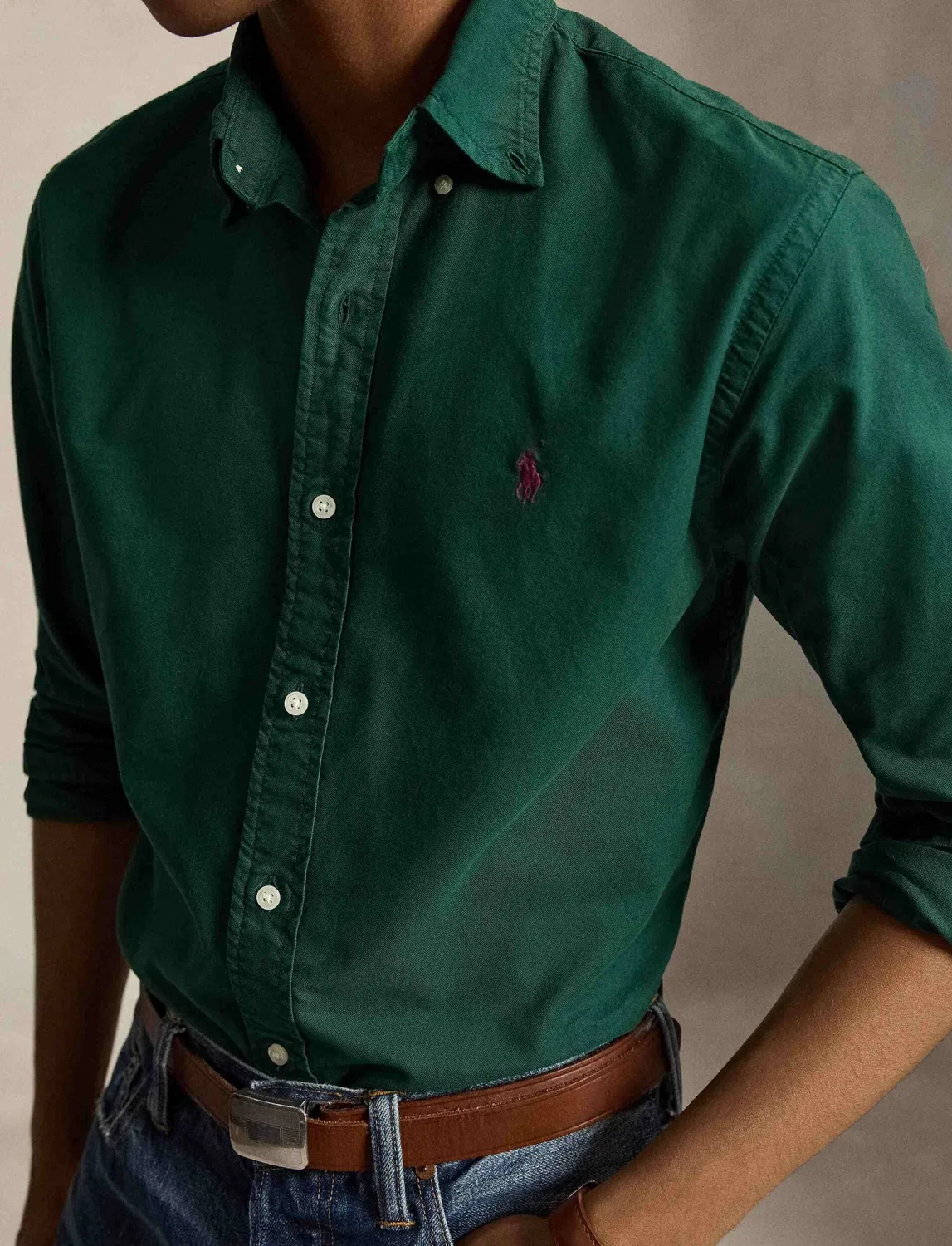 Рубашка с длинным рукавом Polo Ralph Lauren, Verde Bottiglia — фото 4