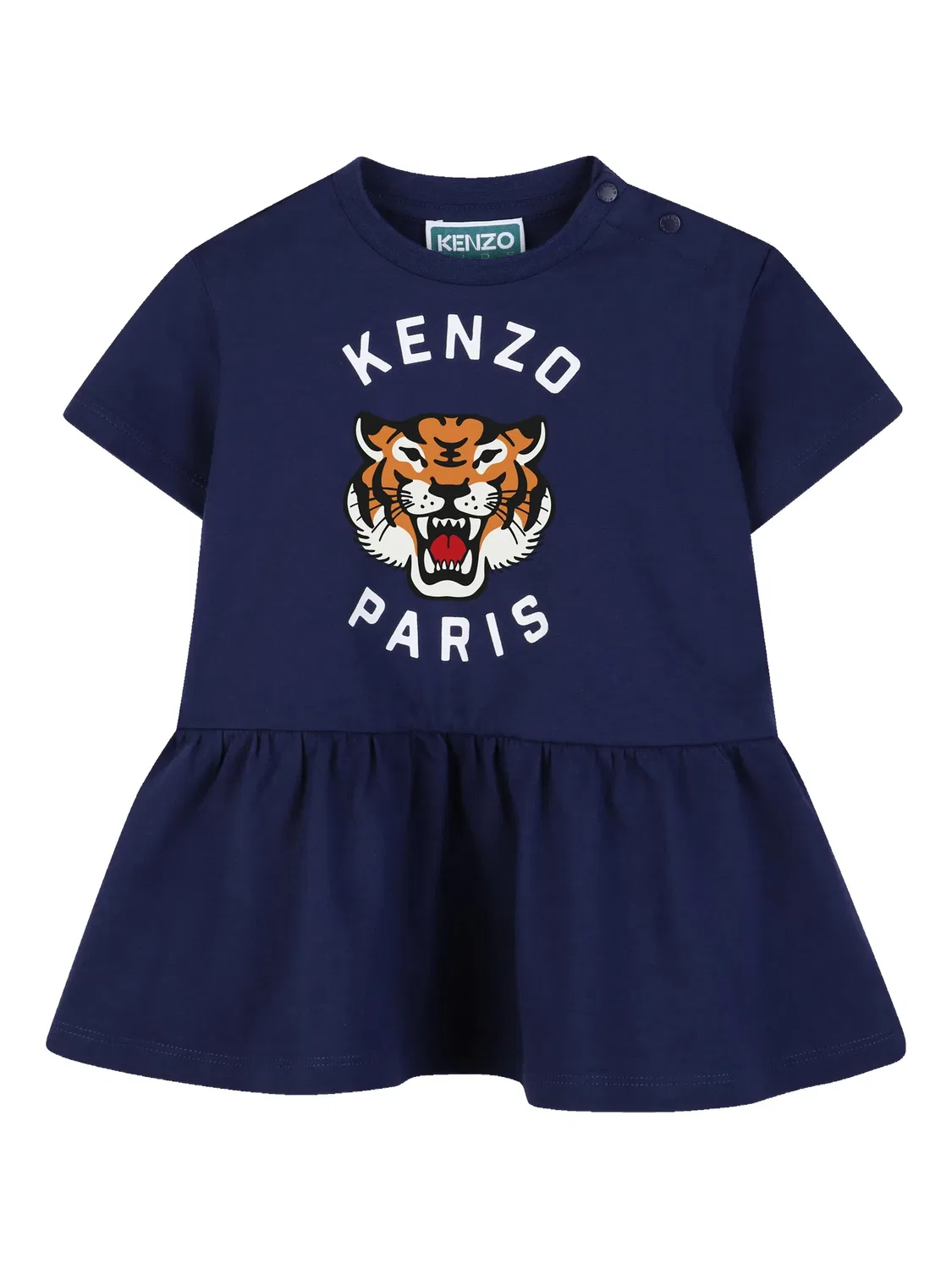Платье с рюшами и тигровой головой Kenzo, синий