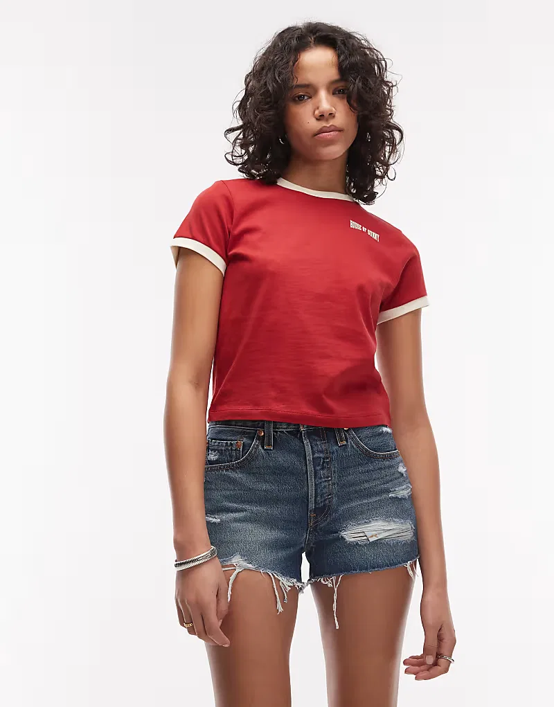 Шорты джинсовые 501 original с потертостями Levi's, темно-синий — фото 4