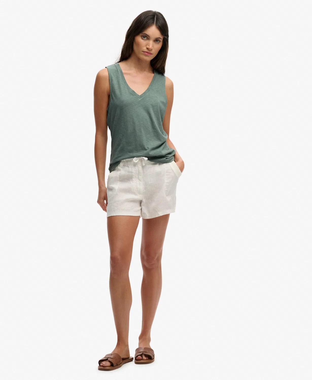 Женская футболка с V-образным вырезом без рукавов Superdry, Light Jade Green — фото 2