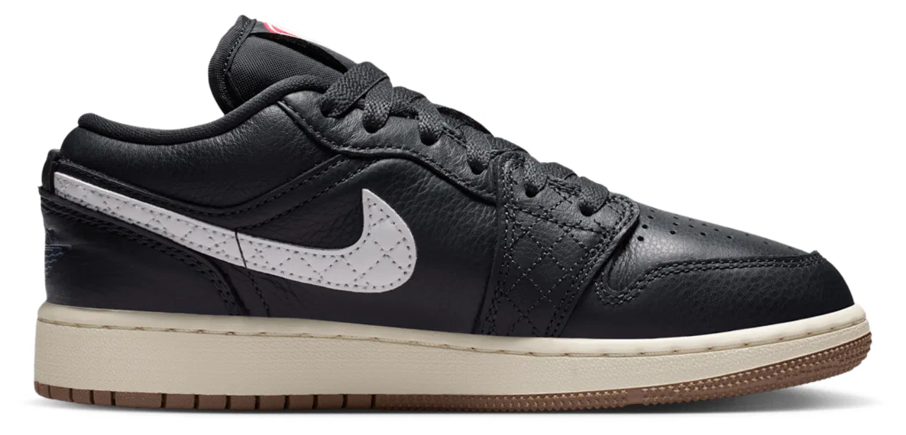 Детские кроссовки для мальчиков с кожаным верхом Air Jordan 1 Low SE Jordan, Off Noir University Red Sail