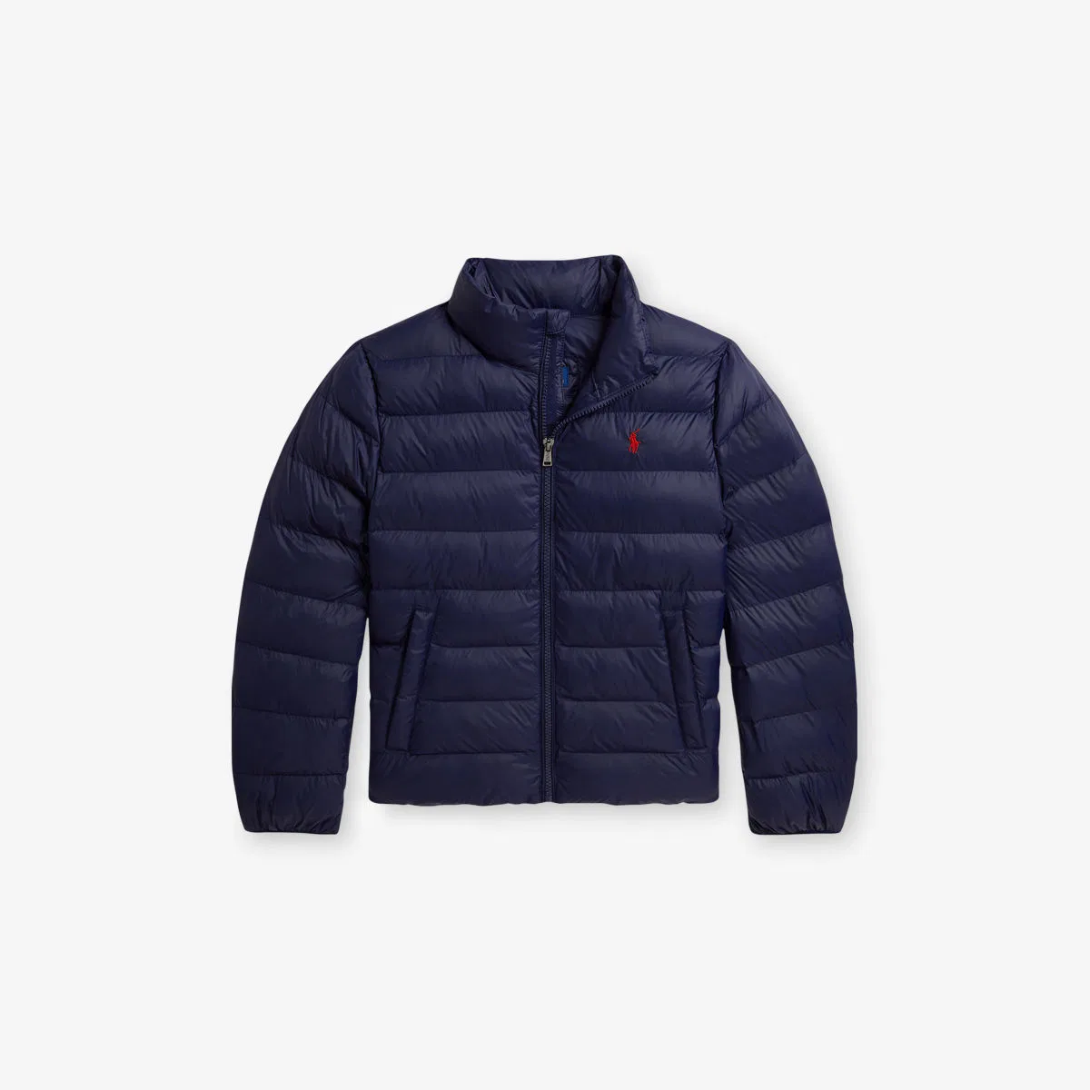 Детская стеганая куртка с вышивкой бренда Polo Ralph Lauren, темно-синий