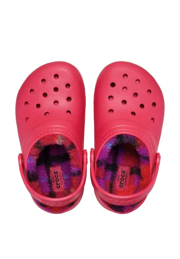 Детские классические сабо с подкладкой и яркой клетчатой расцветкой Crocs — фото 3