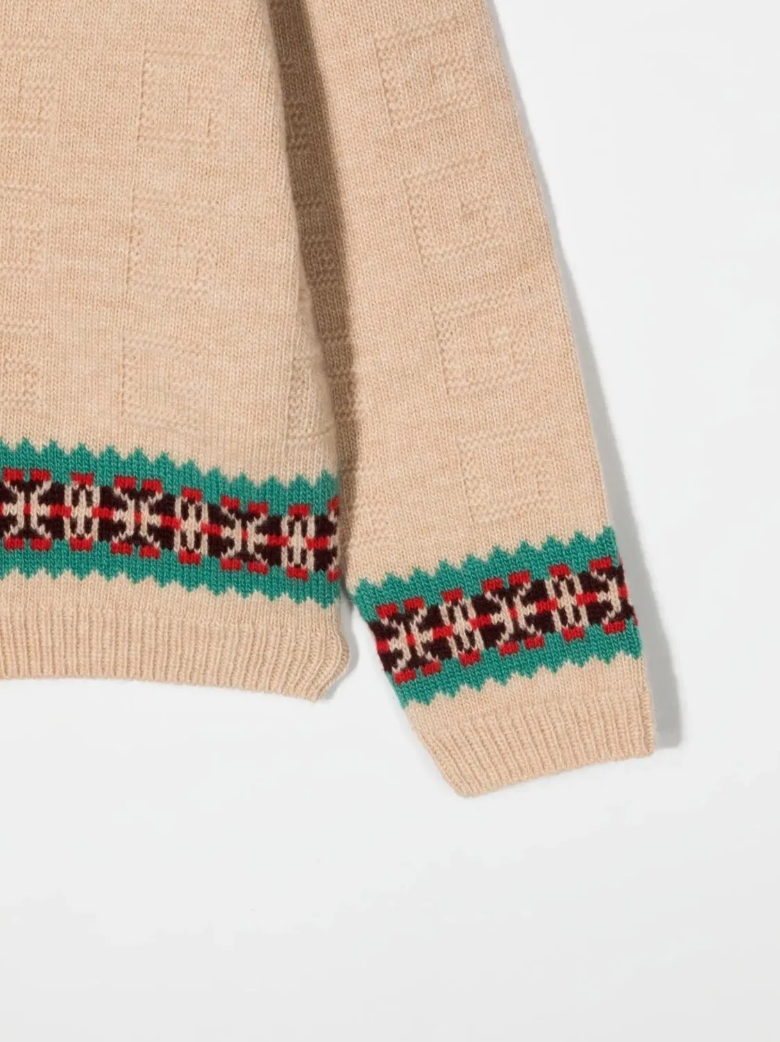 Шерстяной кардиган с узором Square G Gucci Kids, нейтральные цвета — фото 3