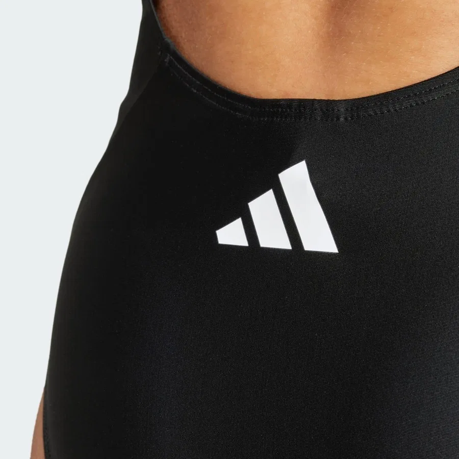 Женский купальник-шорты adidas 3S Mid Suit, Черно-белый — фото 4