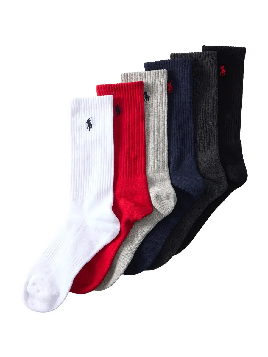 Носки Polo Ralph Lauren в цветах: темно-синий, антрацитовый, серо-пятнистый, красный, черный, белый