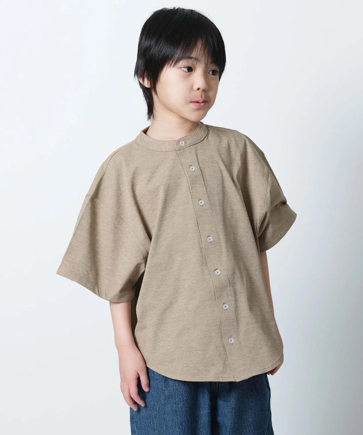 Детская рубашка оверсайз с коротким рукавом SHISKY, Beige