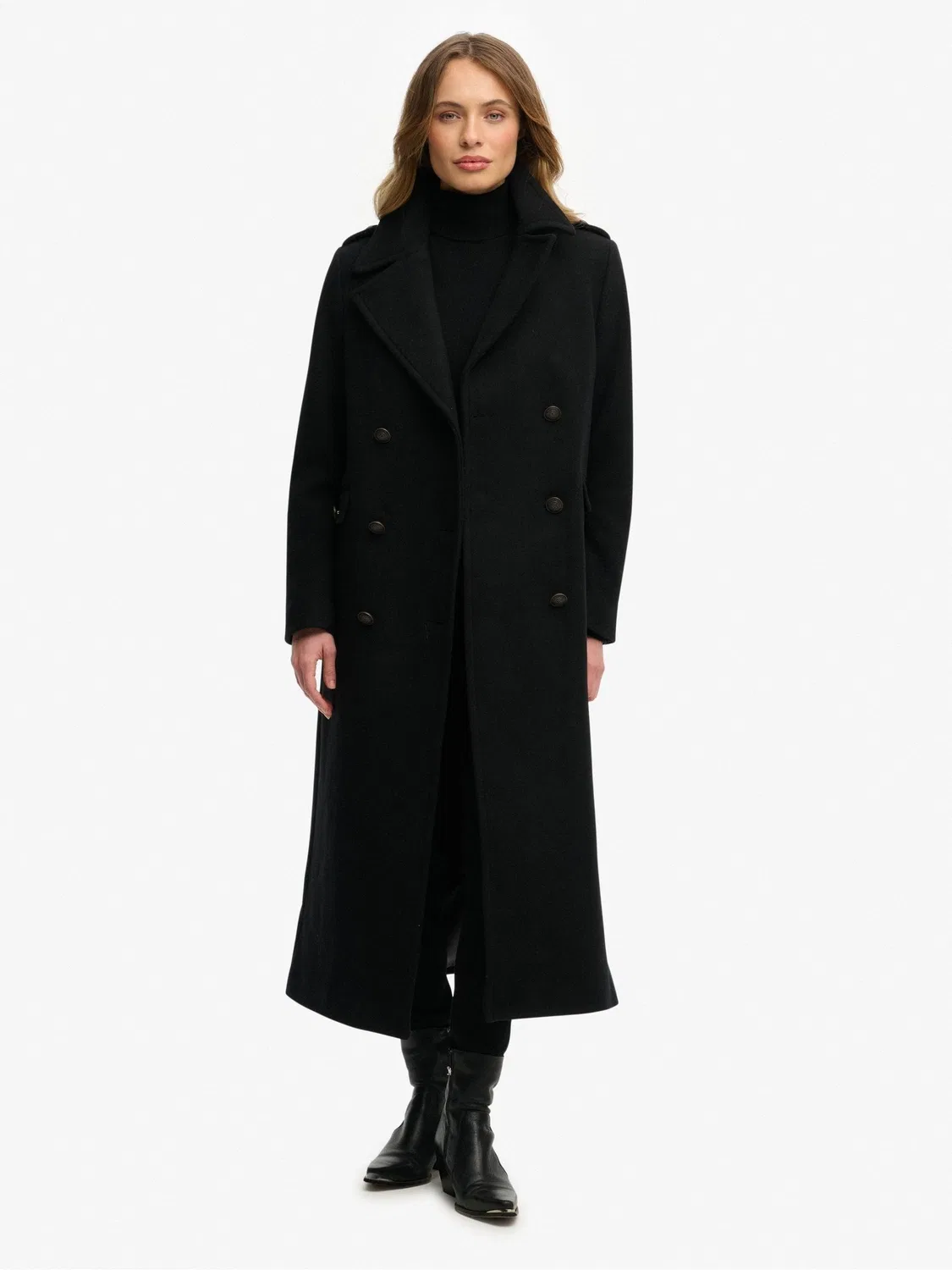 Пальто двубортное шерстяное Superdry Black — фото 3