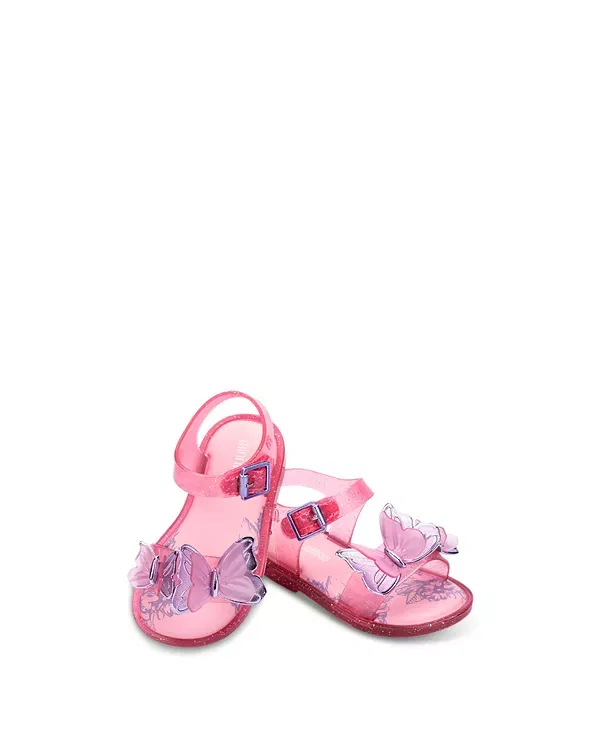 Детские сандалии для девочек с бабочкой Butterfly III Mini Melissa, Glitter Pink — фото 2