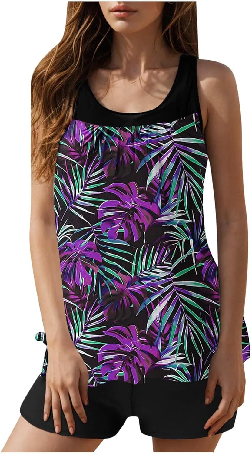 Женский танкини-комплект с контролем живота Tropical Hawaii Beachwear, Purple