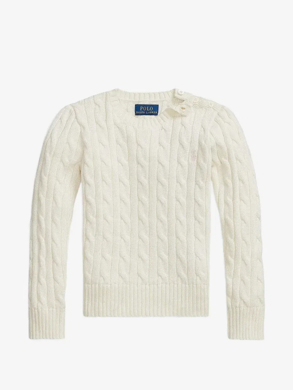Вязаный хлопковый джемпер Polo Ralph Lauren Kids, белый