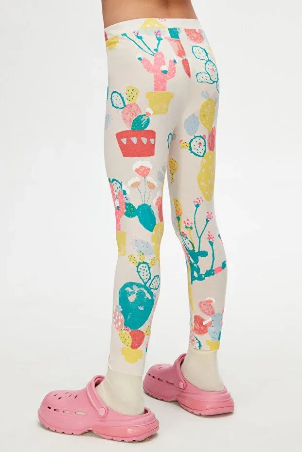 Детские леггинсы для девочек с принтом Spring Cactus Girl Lovetti, Patterned — фото 4