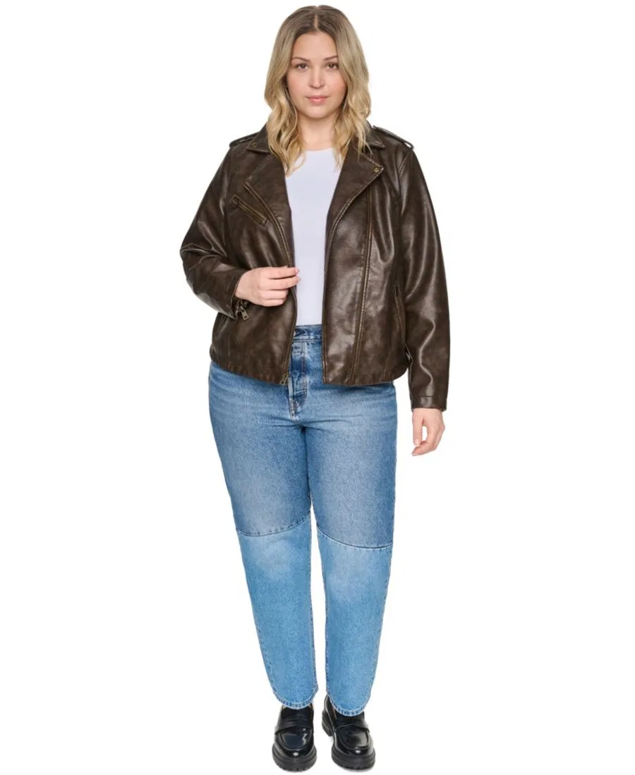 Куртка мотокуртка из искусственной кожи с асимметричной молнией Levi's, Brown — фото 2
