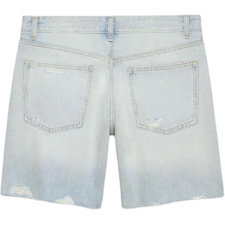 Женские джинсовые шорты прямого кроя Light Blue, ZARA — фото 3