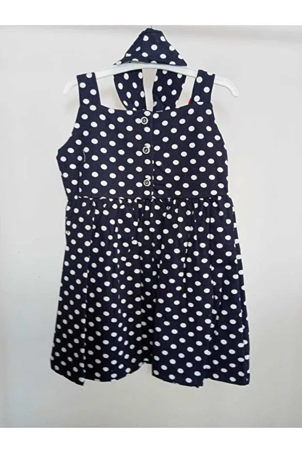 Детское платье для девочек с принтом в горошек Mor Tirtil, Navy Blue — фото 2