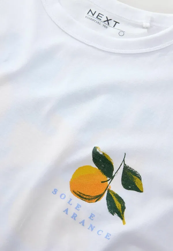 Футболка с принтом Regular fit, модель orange graphic short sleeve t-shirt, Next, белый — фото 2