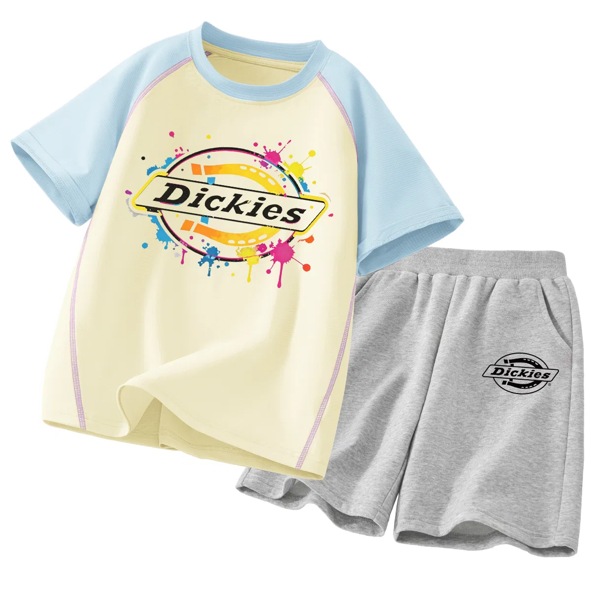 Детский спортивный комплект с принтом Dickies, Spray Ink Blue Yellow+Spb Official K Gray