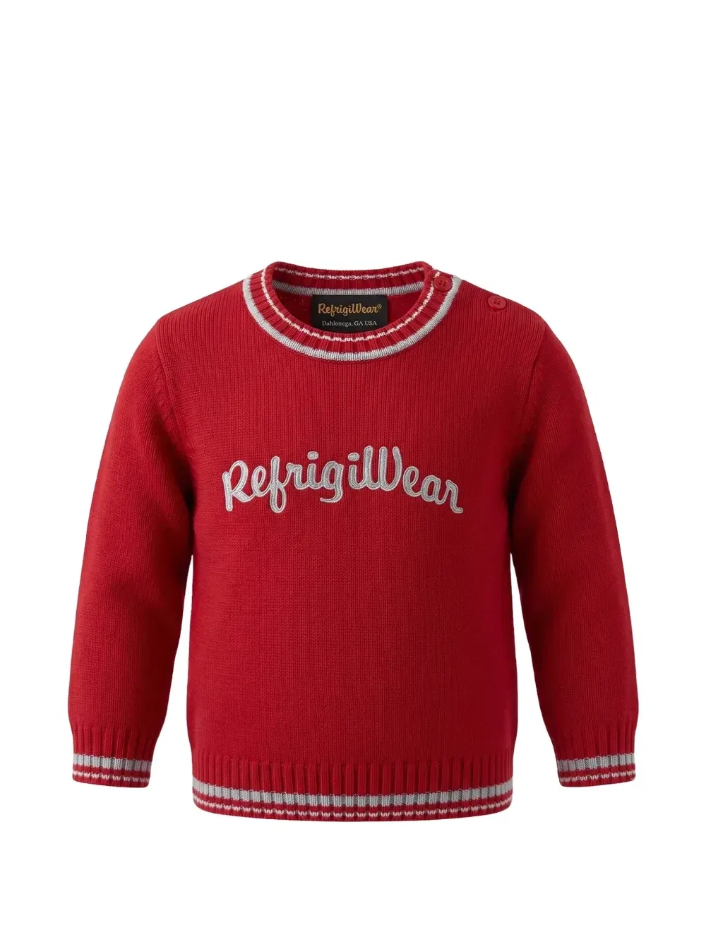 Джемпер с вышитым логотипом и полосатой отделкой REFRIGIWEAR KIDS, красный