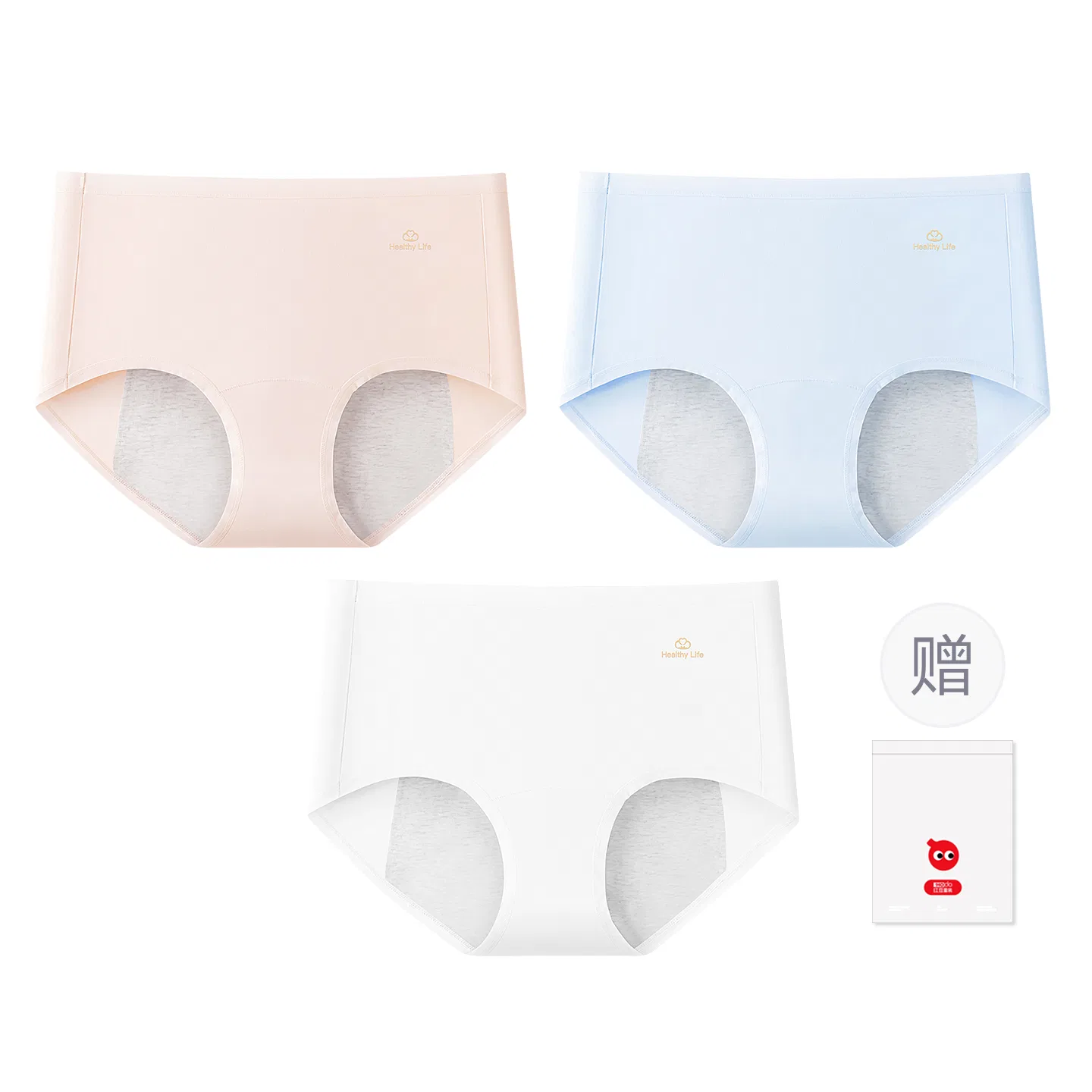 Детские трусы для девочек хлопковые 3 штуки Red bean, Light Shrimp-White-Water Blue