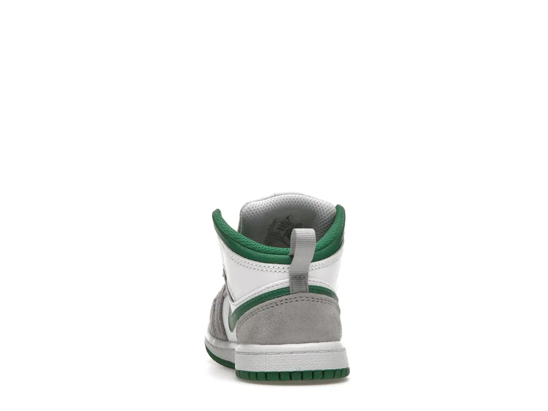 Детские Кроссовки с принтом Jordan 1 Mid SE Jordan, White/Pine Green/Light Smoke Grey — фото 4
