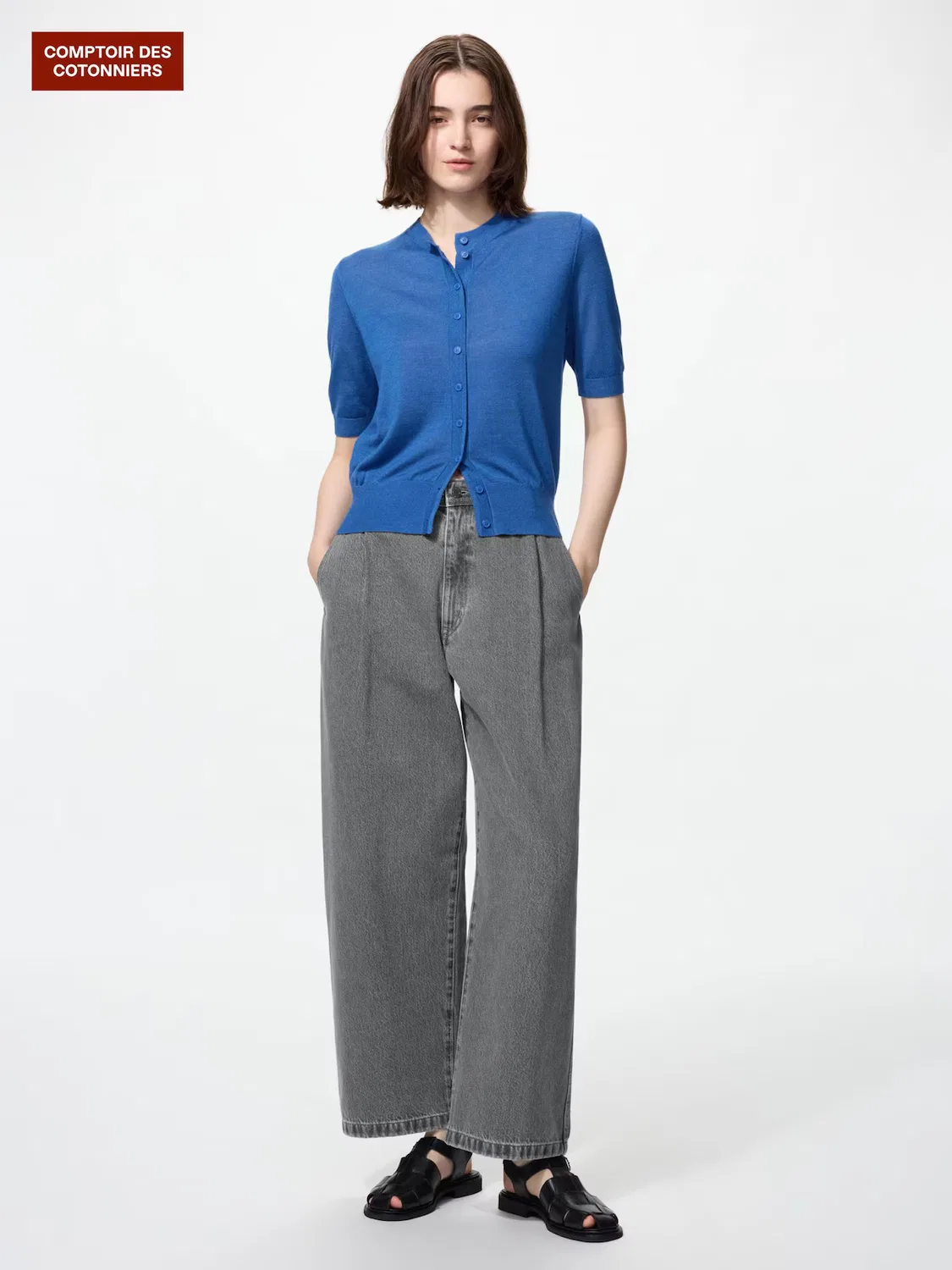 Джинсы Uniqlo, свободные, серый