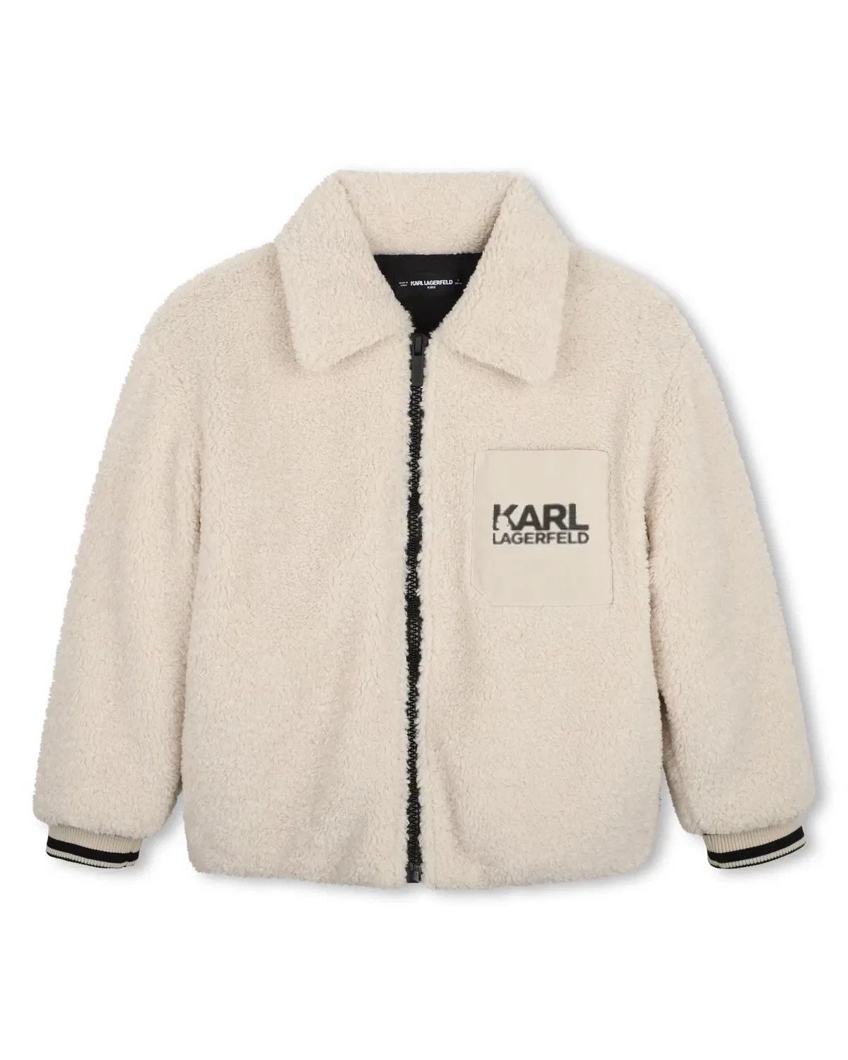 Детская куртка для мальчиков с принтом Karl Lagerfeld Kids, Cream