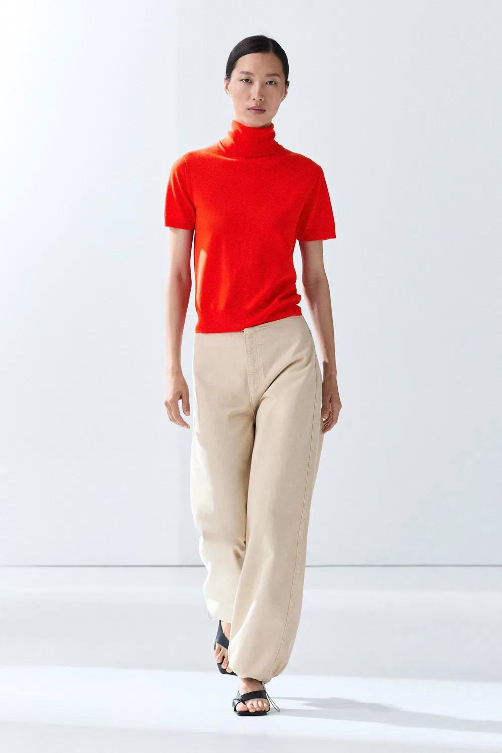 Свитер Massimo Dutti Turtleneck Knit, оранжевый — фото 3