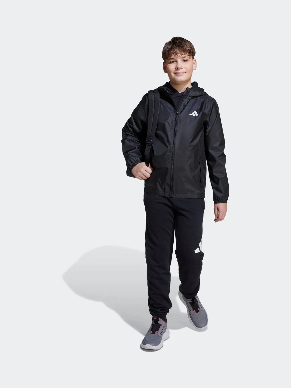 Дождевик для мальчиков, водонепроницаемый adidas, черный — фото 4