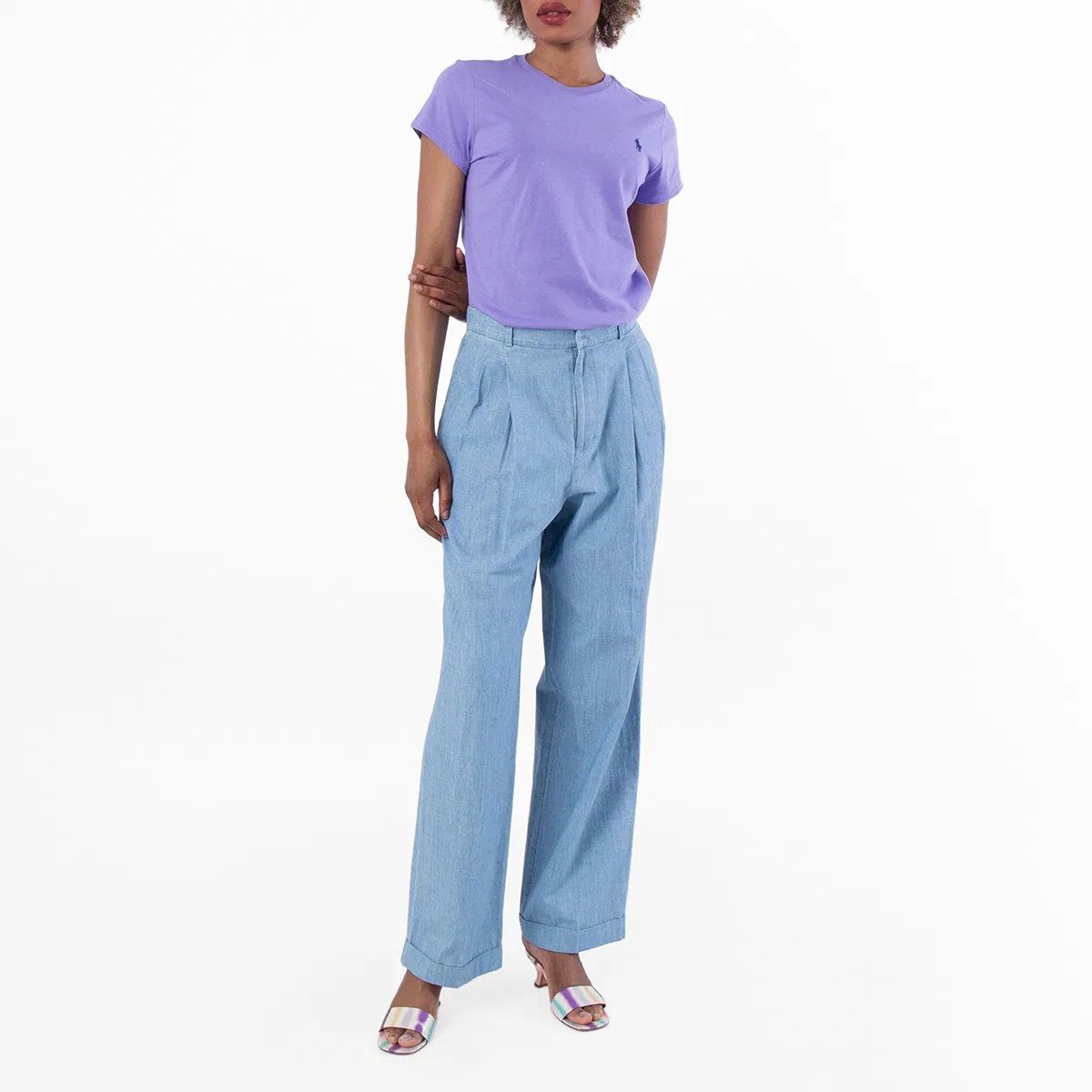 Брюки широкие хлопковые Polo Ralph Lauren, Chambray — фото 2