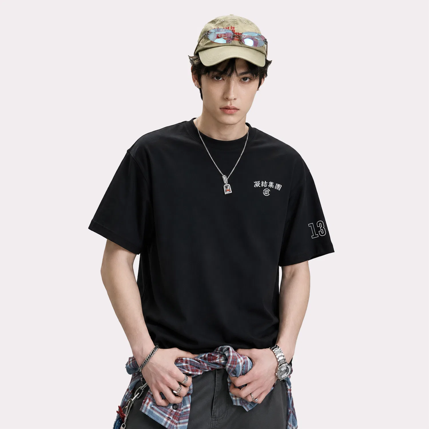 Детская футболка с круглым вырезом, прямой крой, Unisex Crew Neck Moderate Straight Fit, CLOT, Obsidian Black[320g Heavyweight 100% Cotton] — фото 4