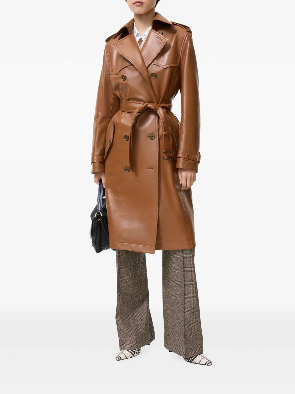 Длинный кожаный тренч Foxfield Burberry, коричневый — фото 3