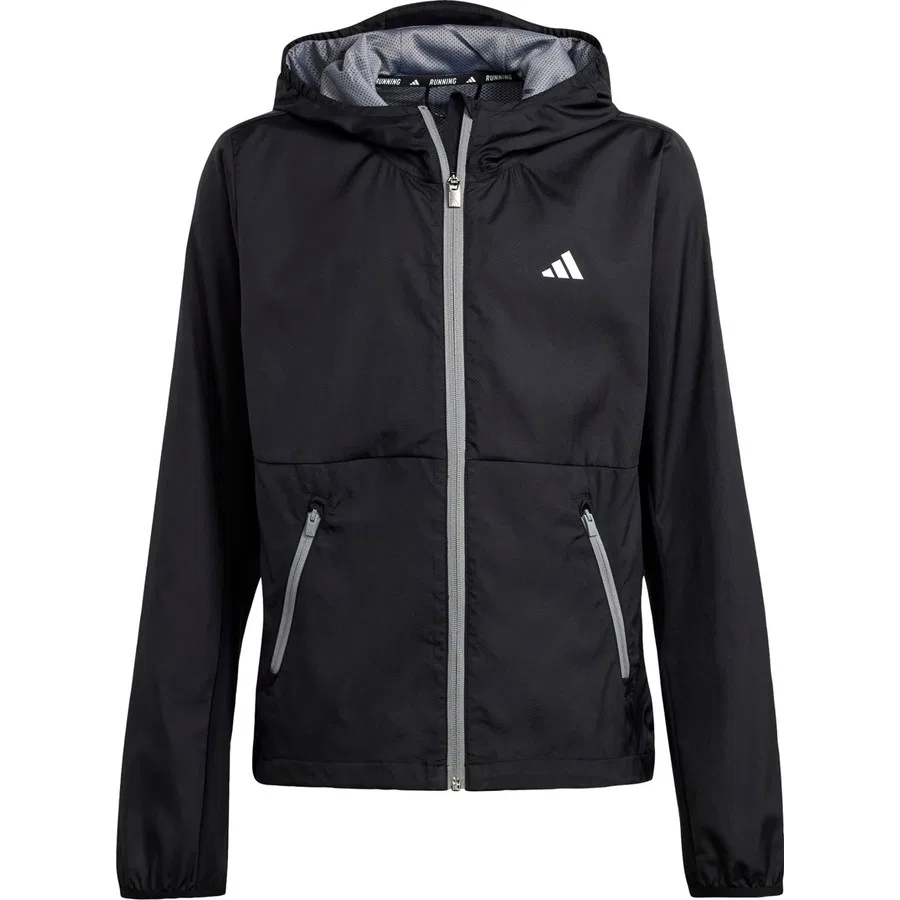 Детская ветровка WIND.RDY с капюшоном adidas, Черно-серебристый — фото 4