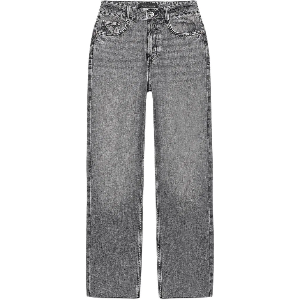 Женские джинсы прямого кроя, серые, ZARA