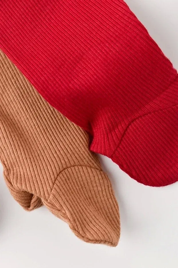 Детские носки-комплект из 2 пар модель Baby 2-piece booties trousers Babycosy, Brown / Red — фото 3